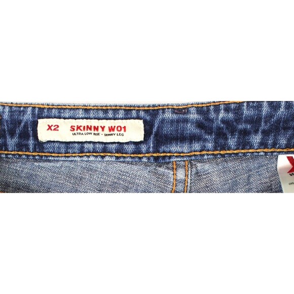 X2 Womens Size 2 Skinny Leg W01 Ultra Low Rise Embroidered Pockets Denim Jeans - Picture 10 of 11